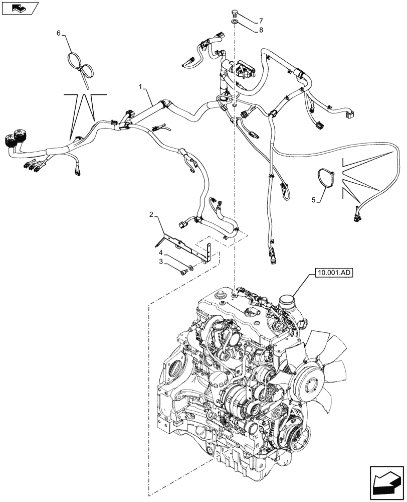 Схема запчастей Case IH MAXXUM 120 - (55.015.AB) - VAR - 390158 - ENGINE, HARNESS (55) - ELECTRICAL SYSTEMS