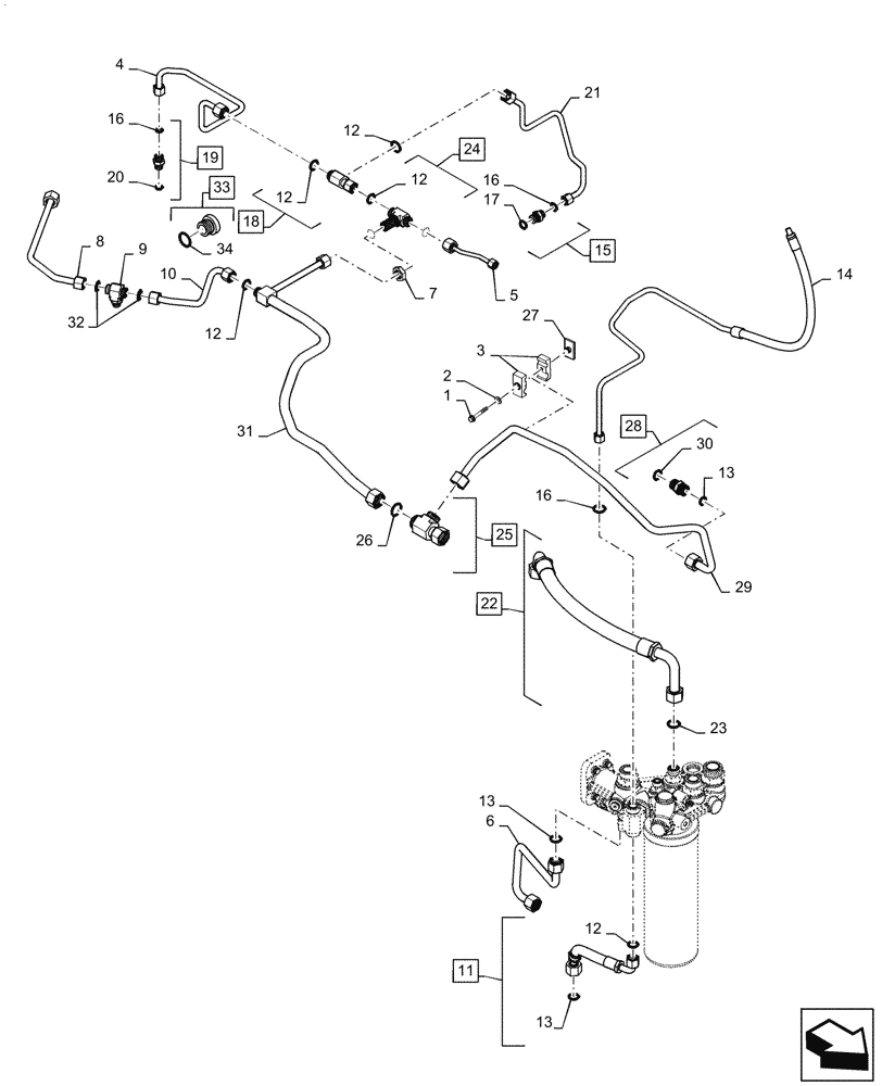 Схема запчастей Case IH MAGNUM 340 - (21.506.BE[04]) - VAR - 429334, 429335 - TRANSMISSION - CVT - HYDRAULIC LUBE (21) - TRANSMISSION