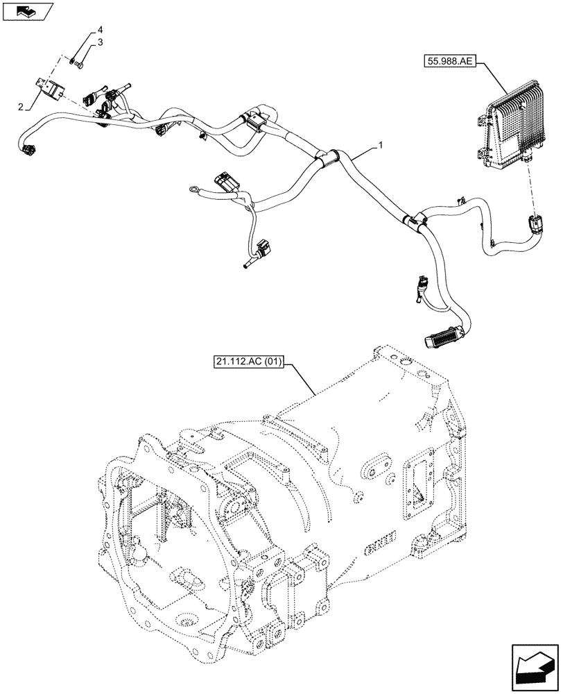 Схема запчастей Case IH MAXXUM 120 - (55.988.AD) - VAR - 390158 - DENOX, HARNESS (55) - ELECTRICAL SYSTEMS