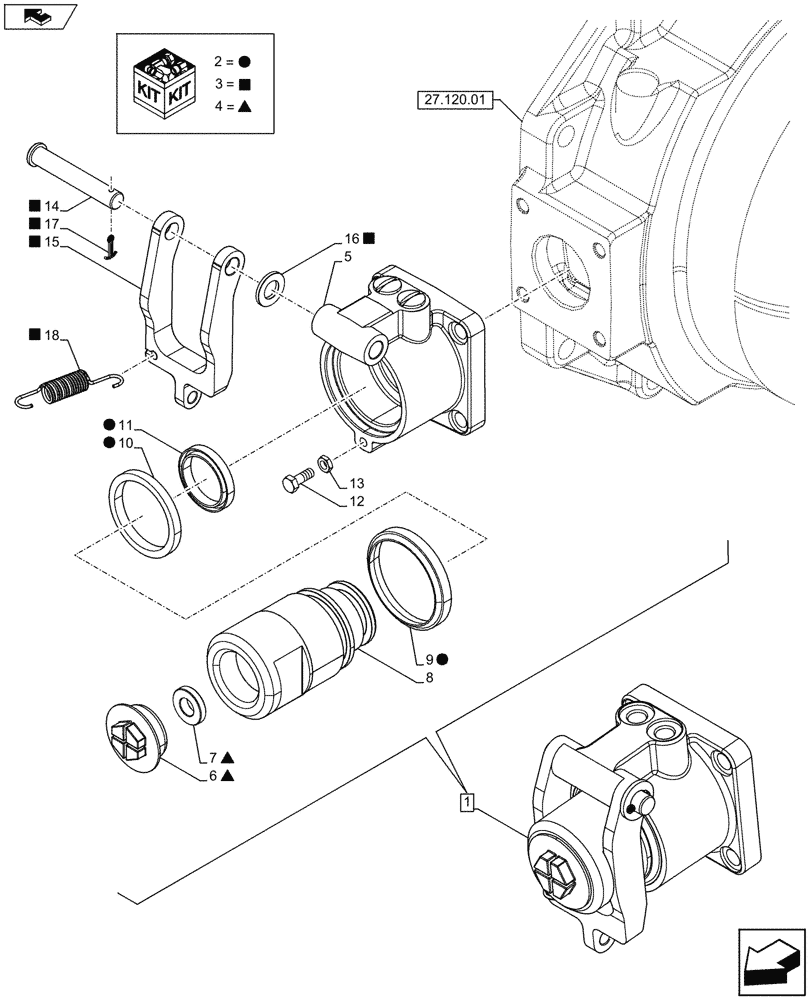 Схема запчастей Case IH FARMALL 75C - (33.202.01[04]) - HYDRAULIC BRAKE - BRAKE CYLINDER - BREAKDOWN - NAR - W/ CAB (33) - BRAKES & CONTROLS