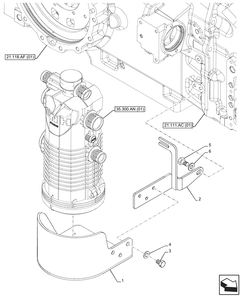 Схема запчастей Case IH MAXXUM 150 - (35.106.AQ[01A]) - VAR - 394835, 758441 - OIL COOLER FILTER, SUPPORT - BEGIN YR 07-SEP-2015 (35) - HYDRAULIC SYSTEMS