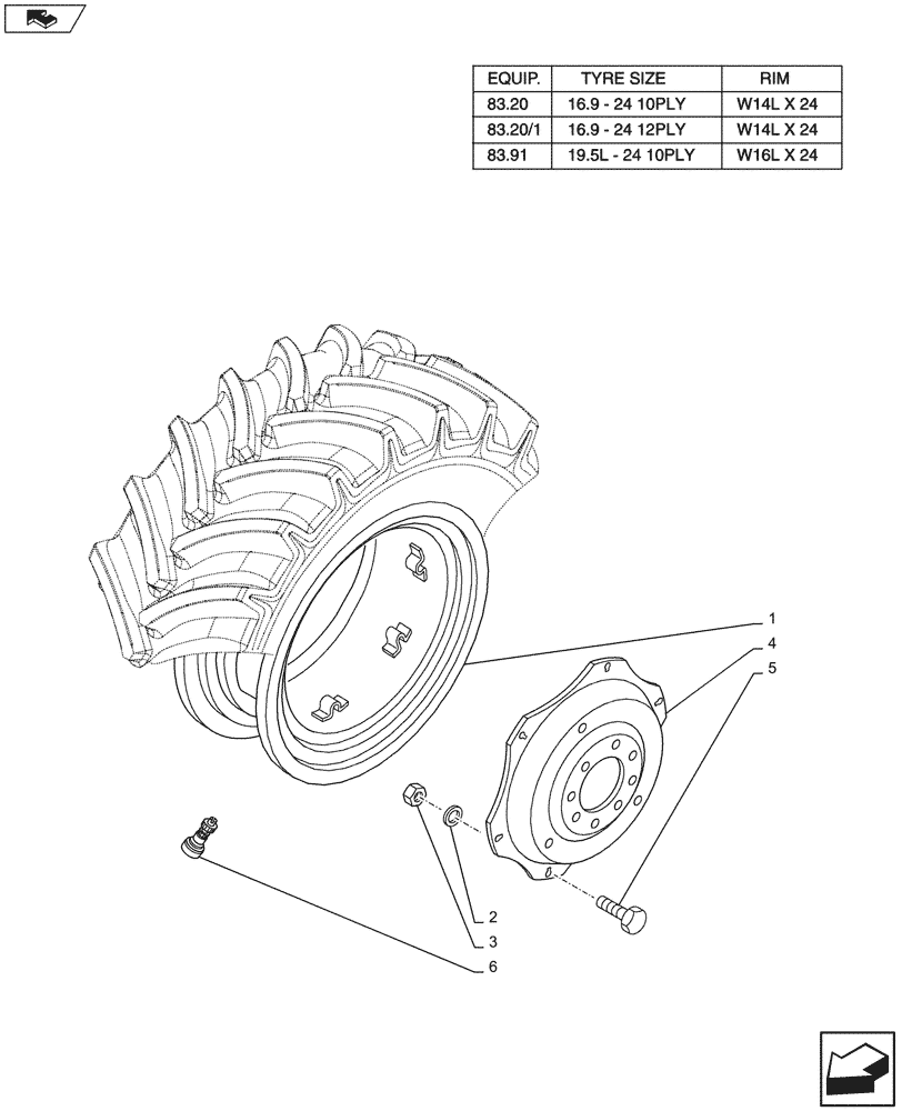 Схема запчастей Case IH FARMALL 105U - (44.520.AB[04]) - WHEEL - REAR - END S/N ZCJR23172 (44) - WHEELS