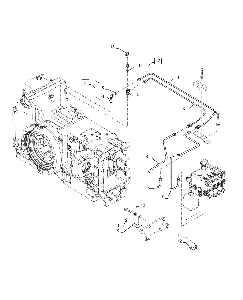 Схема запчастей Case IH PUMA1804 - (21.135.AQ[05]) - LOW PRESSURE PIPES, RELATED PARTS (21) - TRANSMISSION