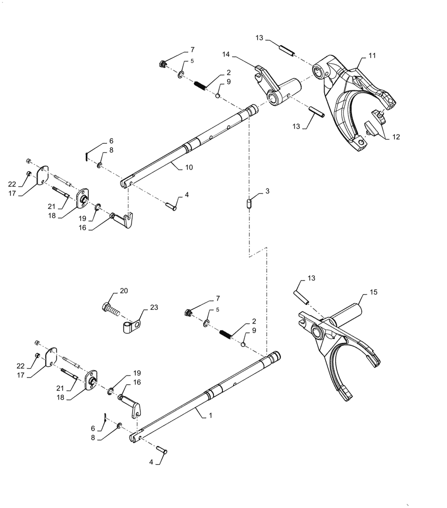 Схема запчастей Case IH PUMA1654 - (21.140.AM[01]) - TRANSMISSION - REDUCTION UNIT CONTROLS - RODS AND FORKS (21) - TRANSMISSION