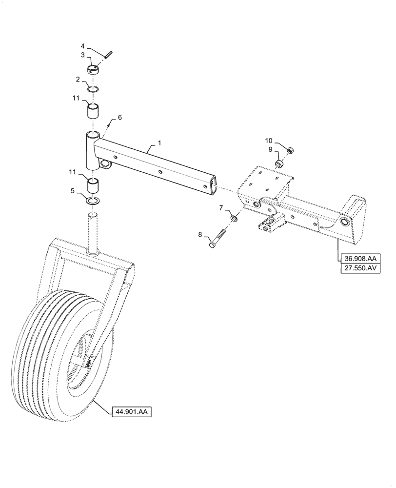 Схема запчастей Case IH WD1903 - (27.550.AU) - EXTENSION, REAR AXLE ASSY, STANDARD (27) - REAR AXLE SYSTEM