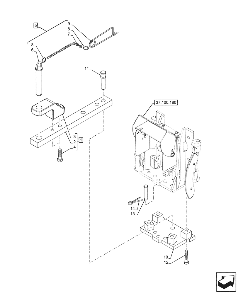 Схема запчастей Case IH FARMALL 80N - (37.100.170) - VAR - 332896 - INDIPENDENT DRAWBAR, HEAVY DUTY (37) - HITCHES, DRAWBARS & IMPLEMENT COUPLINGS