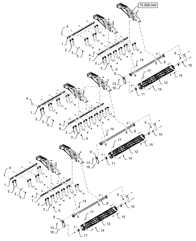 Схема запчастей Case IH TM255 - (75.908.010) - ACS ROUND, 2 BAR COIL (75) - SOIL PREPARATION