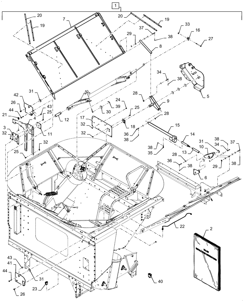 Схема запчастей Case IH 6088 - (88.100.80[03]) - DIA KIT, GRAIN TANK COVER (88) - ACCESSORIES