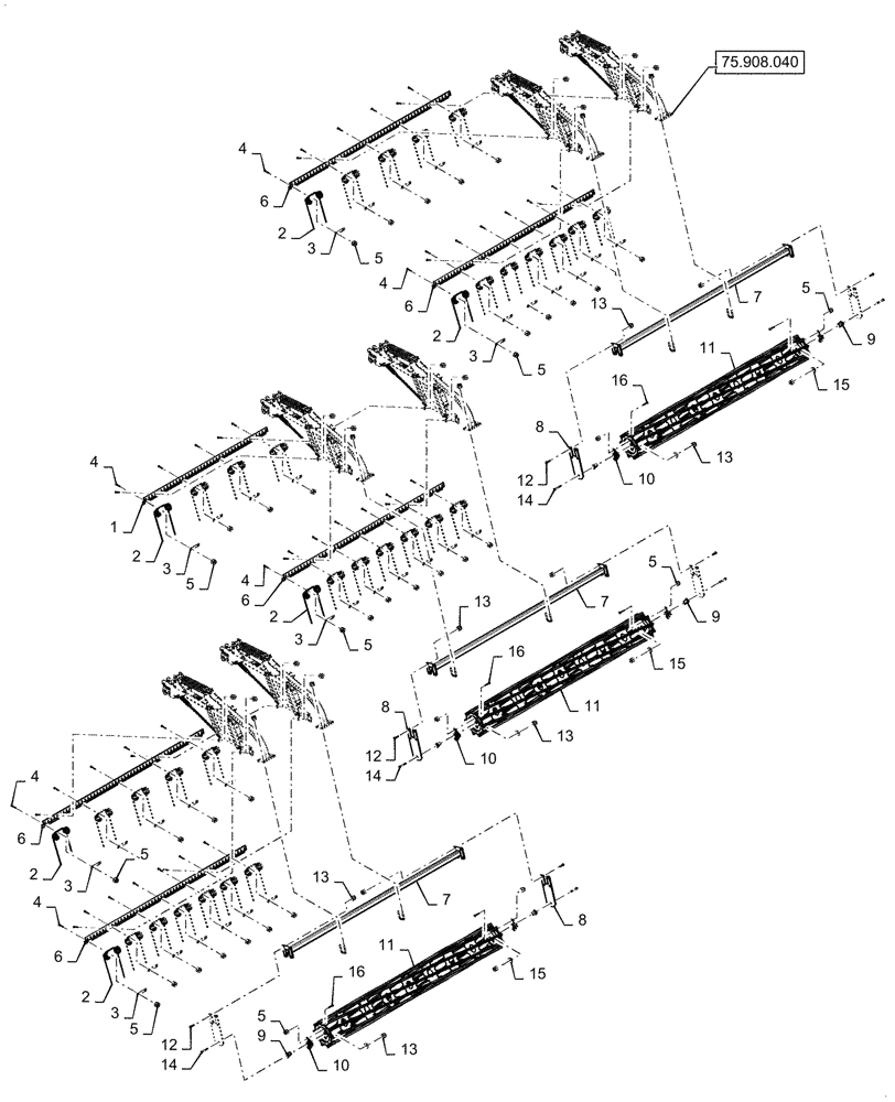 Схема запчастей Case IH TM255 - (75.908.010) - ACS ROUND, 2 BAR COIL (75) - SOIL PREPARATION