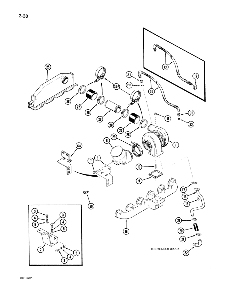 Схема запчастей Case IH 7150 - (2-038) - TURBOCHARGER SYSTEM, 6TA-830 ENGINE (02) - ENGINE