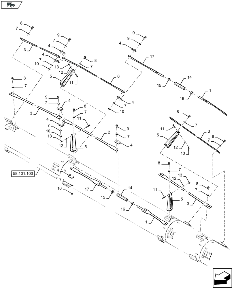 Схема запчастей Case IH 3050-41FT - (58.101.121) - REEL TENSIONER STRAPS - D058 (58) - ATTACHMENTS/HEADERS