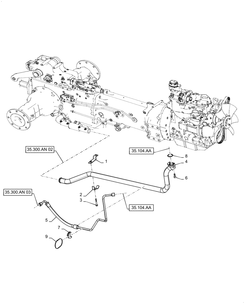 Схема запчастей Case IH FARMALL 55C - (35.300.AN[04]) - HYDRAULIC MOTOR, HYDRAULIC LINE (35) - HYDRAULIC SYSTEMS