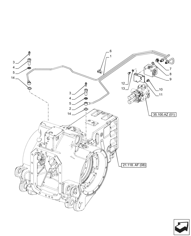 Схема запчастей Case IH PUMA 200 - (33.202.AP[03]) - VAR - 337481, 337484, 337488, 391155, 758038, 758041, 758043, 758046 - BRAKE LINE, POWERSHIFT (33) - BRAKES & CONTROLS