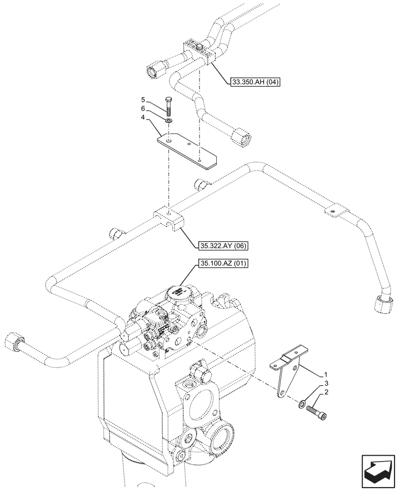 Схема запчастей Case IH PUMA 220 CVT - (33.220.AM[08]) - VAR - 337481, 337484, 337488 - PNEUMATIC TRAILER BRAKE, PIPE, W/O ANTILOCK BRAKING SYSTEM (ABS) (33) - BRAKES & CONTROLS