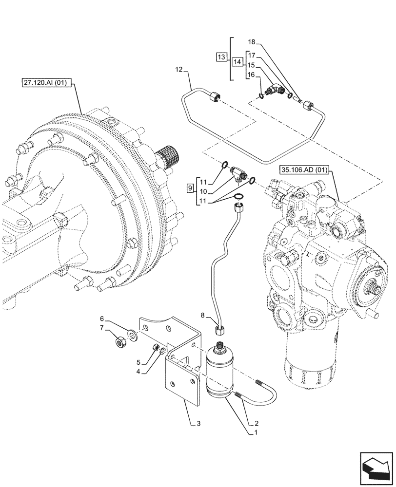 Схема запчастей Case IH MAXXUM 135 - (35.300.AN[04]) - VAR - 391223, 758538 - OIL FILTER, PRIORITY VALVE (35) - HYDRAULIC SYSTEMS