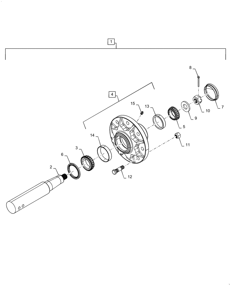 Схема запчастей Case IH TIGERMATE II - (44.100.21) - HUB AND SPINDLE 50-80 8 BOLT (44) - WHEELS