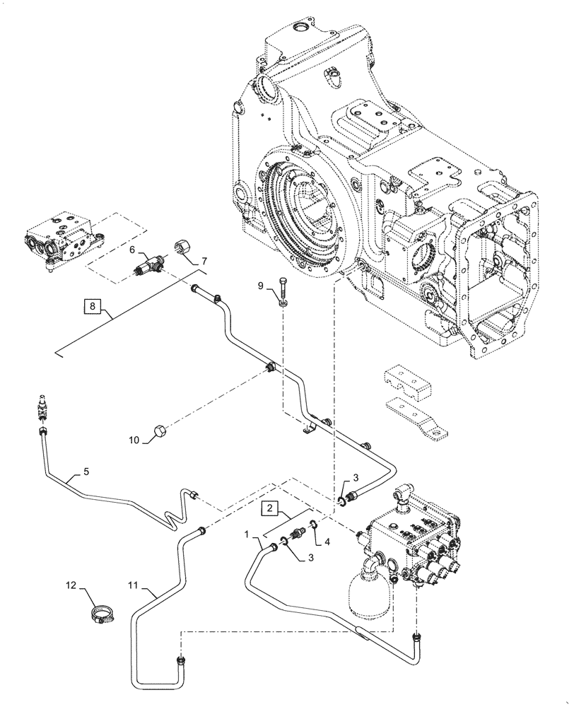 Схема запчастей Case IH PUMA1654 - (21.135.AQ[04]) - LOW PRESSURE PIPES, RELATED PARTS (21) - TRANSMISSION