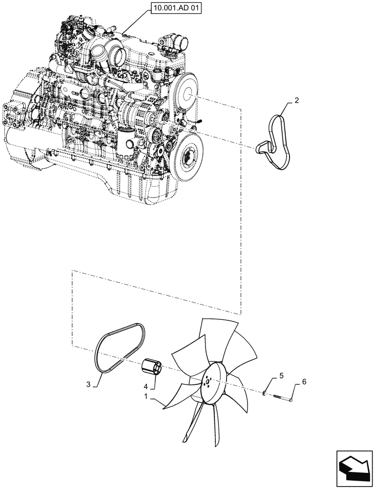 Схема запчастей Case IH PATRIOT 3340 - (10.414.AC[01]) - FAN AND BELTS (10) - ENGINE