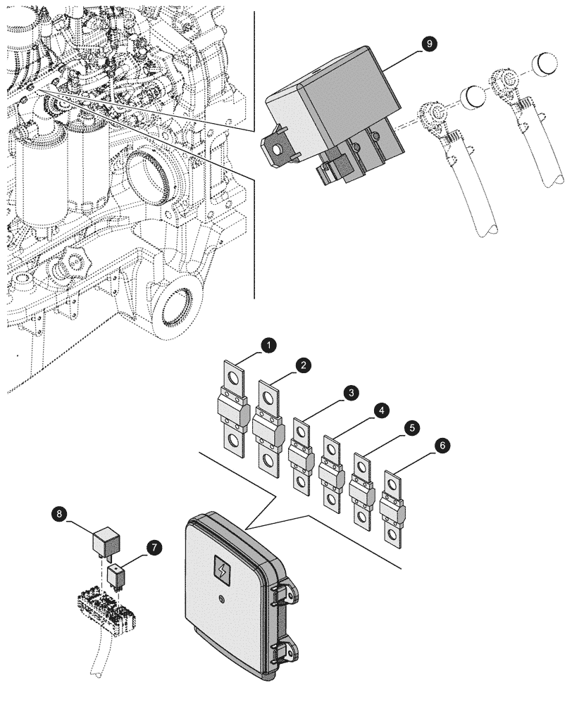 Схема запчастей Case IH OPTUM 270 CVT - (05.100.043[04]) - MAINTENANCE PARTS - FUSES, RELAY (05) - SERVICE & MAINTENANCE