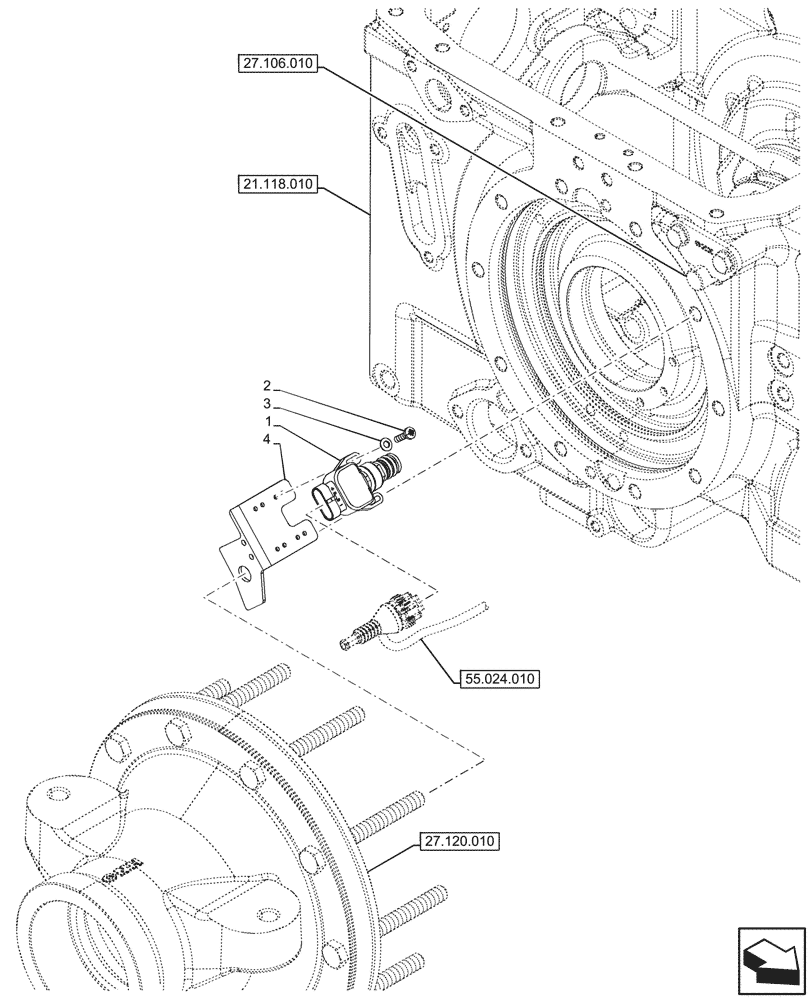 Схема запчастей Case IH FARMALL 100V - (55.031.060) - VAR - 341387, 342431, 342432, 342433, 342434 - PARKING LOCK, SWITCH (55) - ELECTRICAL SYSTEMS