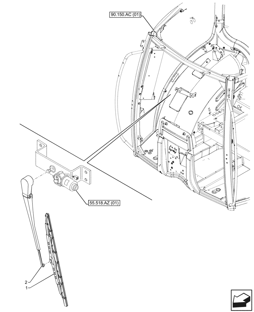 Схема запчастей Case IH MAXXUM 115 - (55.518.AW[01]) - VAR - 392209, 743729, 758320, 758321 - WINDSHIELD WIPER, ARM, FRONT (55) - ELECTRICAL SYSTEMS