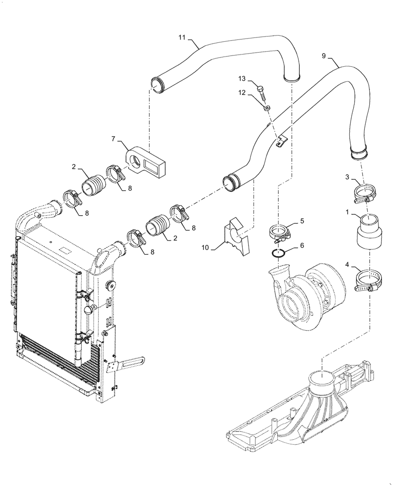 Схема запчастей Case IH PUMA1654 - (10.310.AE[01]) - INTERCOOLER AND CONDENSER - PIPES (10) - ENGINE