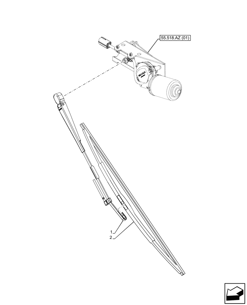 Схема запчастей Case IH MAXXUM 135 - (55.518.AW[01]) - VAR - 392209, 743729 - WINDSHIELD WIPER, ARM, FRONT (55) - ELECTRICAL SYSTEMS