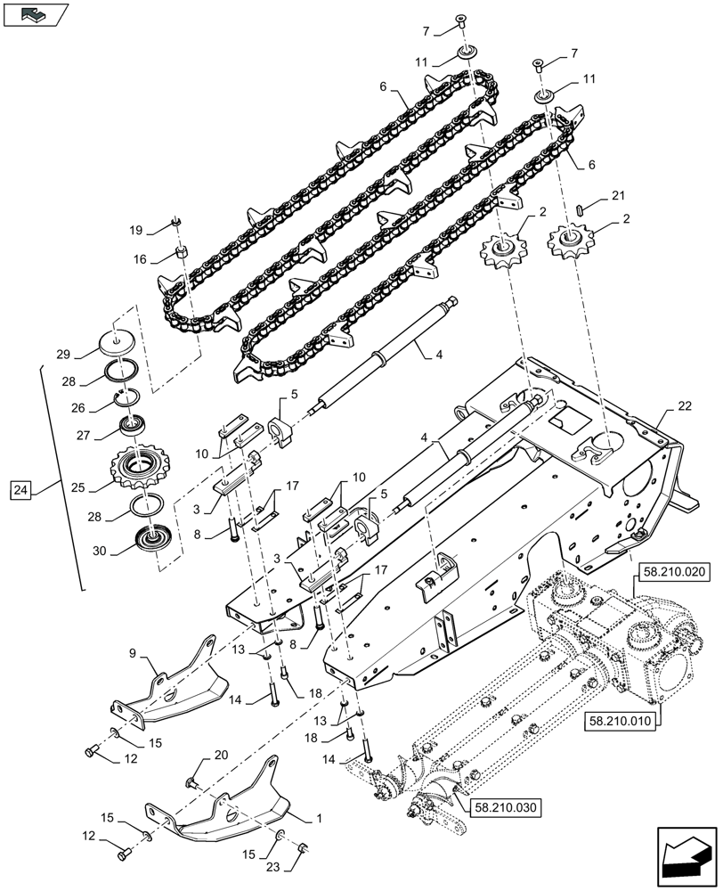 Схема запчастей Case IH 4408F-30 - (58.220.071) - ROW UNIT CHAIN AND SPROCKETS - D686 (58) - ATTACHMENTS/HEADERS