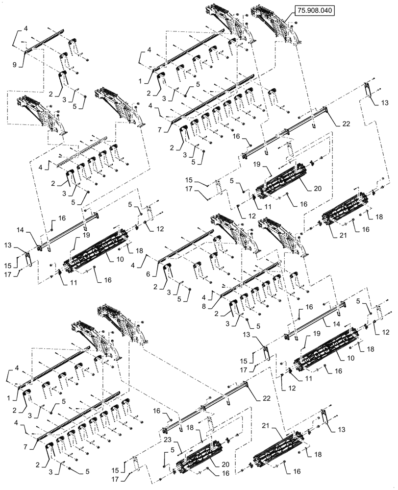 Схема запчастей Case IH TM255 - (75.908.010) - ACS ROUND, 2 BAR COIL (75) - SOIL PREPARATION