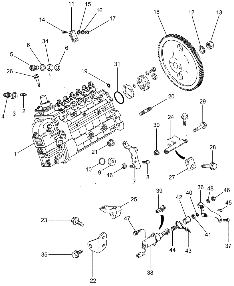 Схема запчастей Case IH MAGNUM 255 - (03-04) - FUEL INJECTION - PUMP AND DRIVE (03) - FUEL SYSTEM