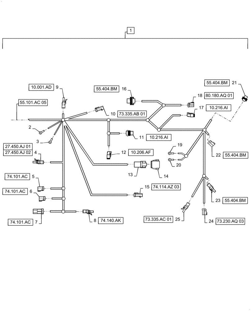 Схема запчастей Case IH 5088 - (55.101.AC[06]) - WIRE HARNESS, LEFT MAIN, CONTINUED (55) - ELECTRICAL SYSTEMS