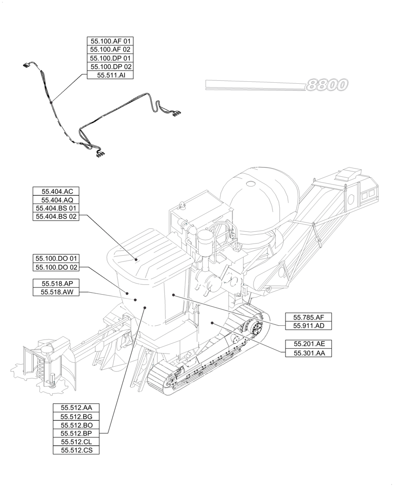 Схема запчастей Case IH A8800 - (00.000.55[02]) - PICTORIAL INDEX - ELECTRICAL SYSTEMS (00) - GENERAL & PICTORIAL INDEX