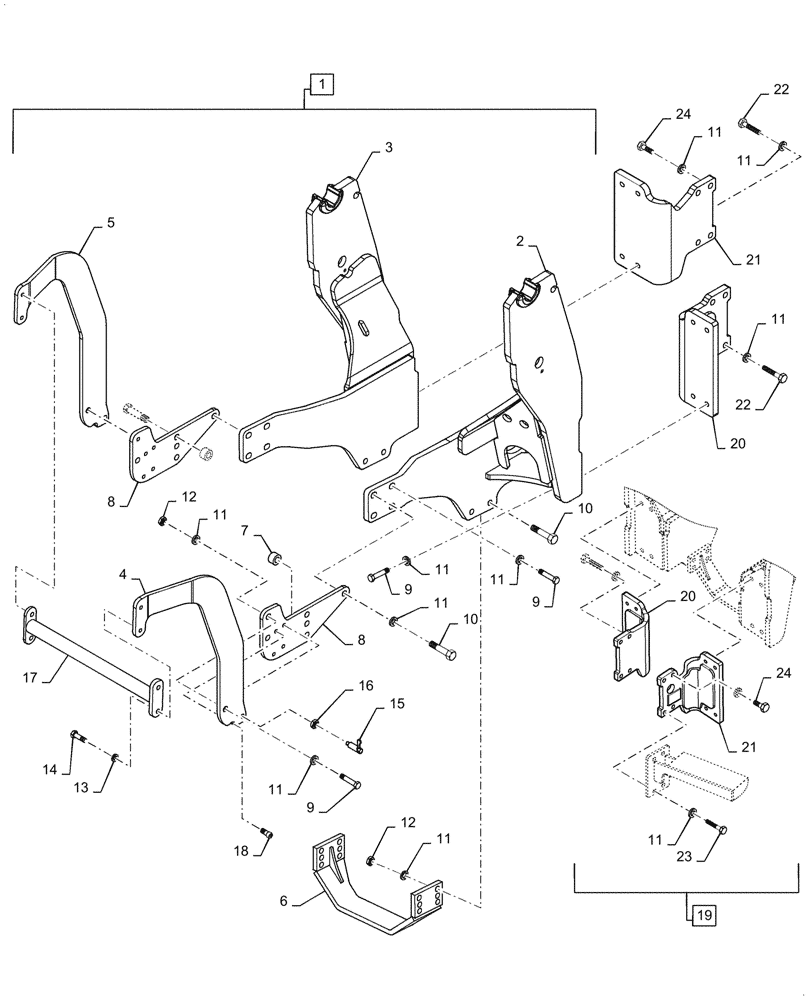 Схема запчастей Case IH LX760 - (39.100.190) - VAR - 715453016, 715450026 - SUBFRAME, MOUNTING PARTS (39) - FRAMES AND BALLASTING