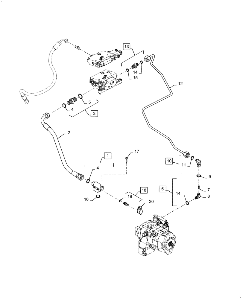 Схема запчастей Case IH PUMA1804 - (35.100.AR[04]) - LIFTER LINES - LIFTER CYLINDERS PIPES AND REMOTE CONTROL VALVES DRAIN (35) - HYDRAULIC SYSTEMS