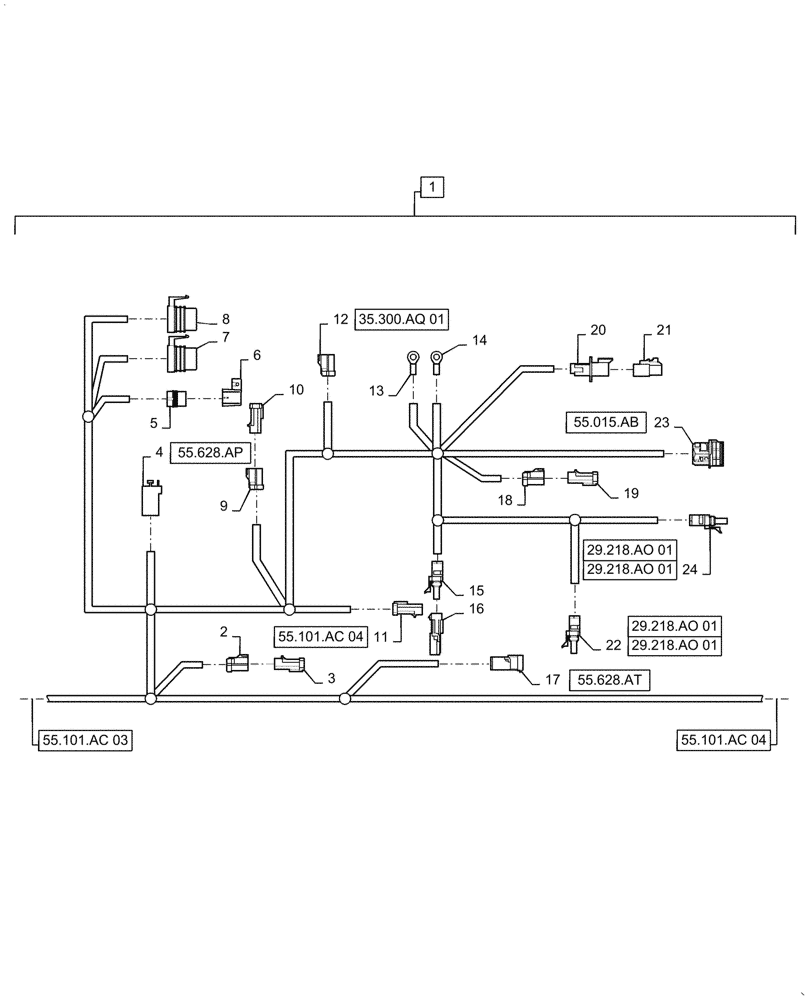 Схема запчастей Case IH 7088 - (55.101.AC[03]) - WIRE HARNESS, RIGHT MAIN, CONTINUED (55) - ELECTRICAL SYSTEMS