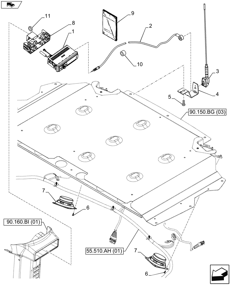 Схема запчастей Case IH FARMALL 105U - (55.512.AA[02]) - VAR - 333367 - RADIO, W/ BLUETOOTH (55) - ELECTRICAL SYSTEMS