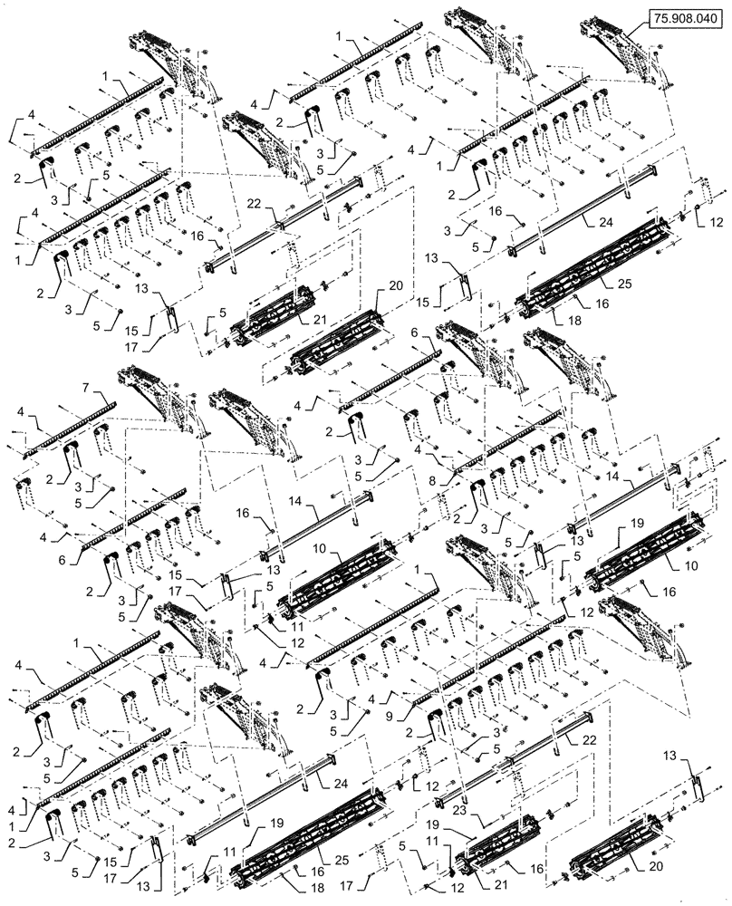 Схема запчастей Case IH TM255 - (75.908.010) - ACS ROUND, 2 BAR COIL (75) - SOIL PREPARATION