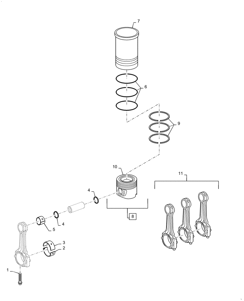 Схема запчастей Case IH FARMALL 55C - (10.105.AB) - PISTON, CONNECTING ROD, ENGINE (10) - ENGINE