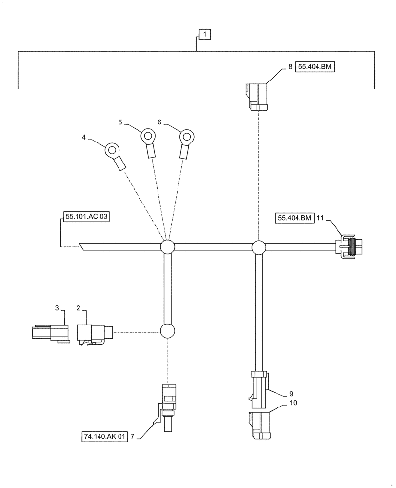 Схема запчастей Case IH 7088 - (55.101.AC[04]) - WIRE HARNESS, RIGHT MAIN, CONTINUED (55) - ELECTRICAL SYSTEMS