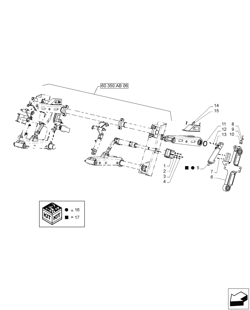 Схема запчастей Case IH A8800 - (60.350.AB[07]) - LIFT ARM, CROP DIVIDER - MY2016 (60) - PRODUCT FEEDING