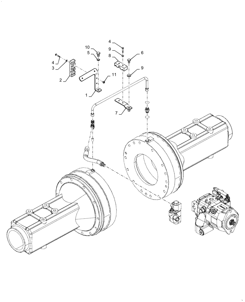 Схема запчастей Case IH PUMA1654 - (33.202.AP[02]) - BRAKE LUBRICATION PIPES (33) - BRAKES & CONTROLS