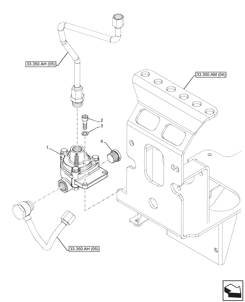 Схема запчастей Case IH PUMA 220 - (33.350.AN[02]) - VAR - 337479, 337480 - ANTILOCK BRAKING SYSTEM (ABS), PRESSURE CONTROL VALVE (33) - BRAKES & CONTROLS