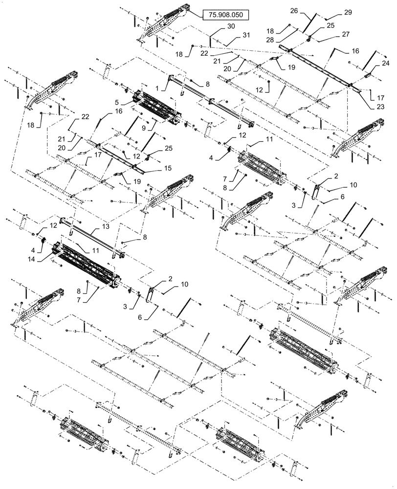 Схема запчастей Case IH TM255 - (75.908.020) - ACS, 3 BAR SPIKE (75) - SOIL PREPARATION