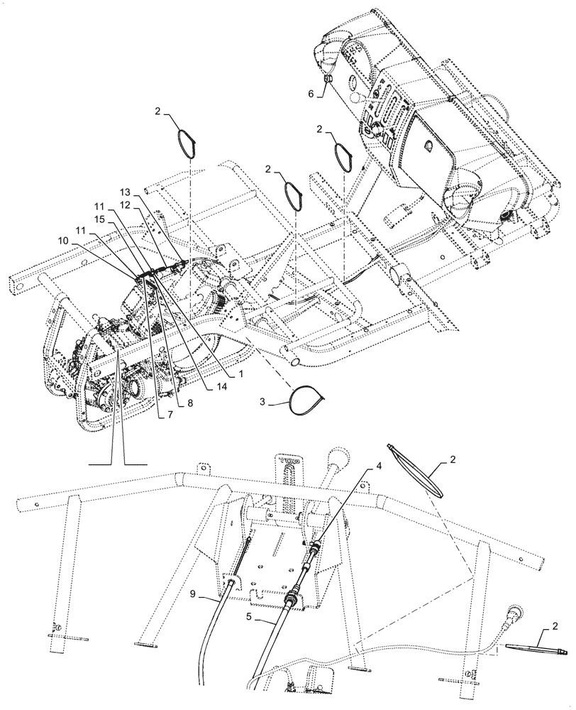 Схема запчастей Case IH SCOUT - (21.135.02[03]) - CONTROL CABLES, 2WD / 4WD (AFTER AUG 1 2011) (21) - TRANSMISSION