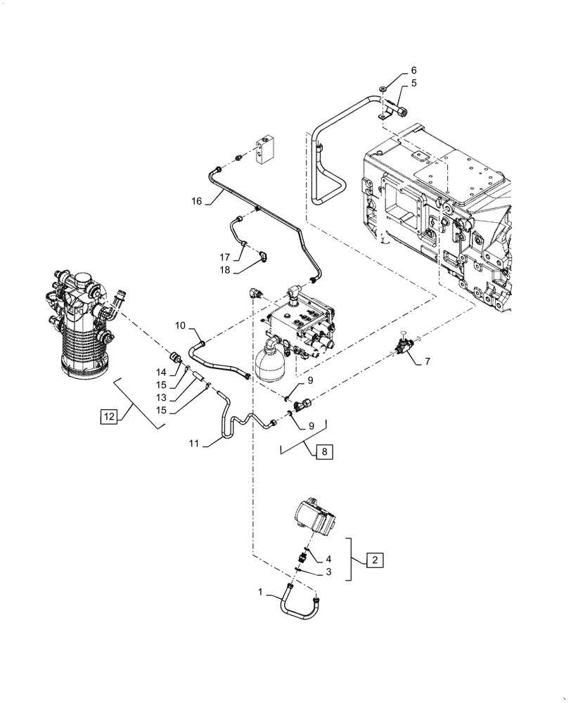 Схема запчастей Case IH PUMA1804 - (21.105.AQ[02]) - TRANSMISSION OIL SUPPLY LINE (21) - TRANSMISSION