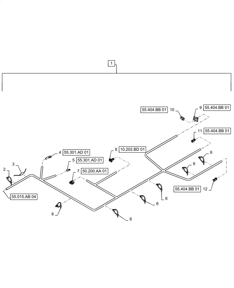 Схема запчастей Case IH 5140 - (55.015.AB[04]) - WIRE HARNESS, ENGINE, SN YEG012001 THRU YEG012595, CONTINUED (55) - ELECTRICAL SYSTEMS