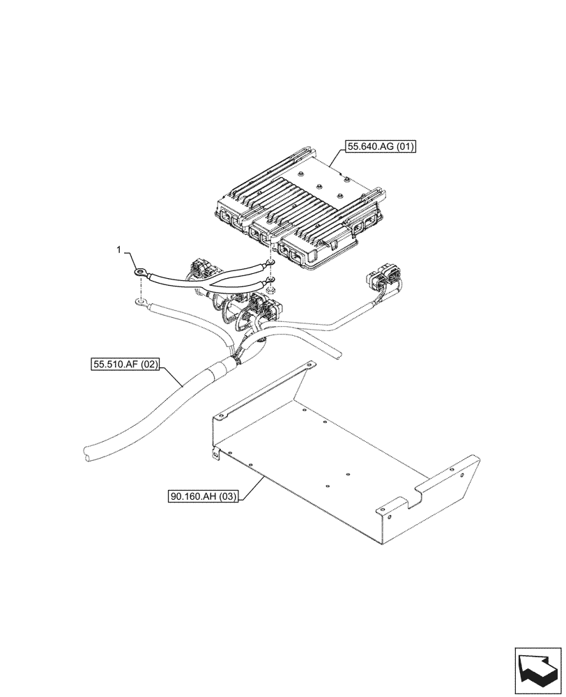 Схема запчастей Case IH FARMLIFT 632 - (55.100.BE[03]) - GROUND CABLE, CONTROL UNIT - BEGIN DATE 15 SEPTEMBER 2014 (55) - ELECTRICAL SYSTEMS