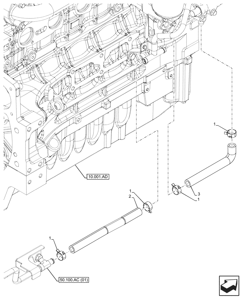 Схема запчастей Case IH PUMA 220 CVT - (50.100.AC[02]) - VAR - 337481, 337482, 337484, 337487, 337488, 337491 - HEATER, LINE (50) - CAB CLIMATE CONTROL