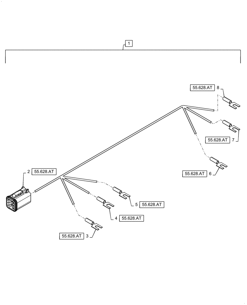 Схема запчастей Case IH 7088 - (55.101.AC[01]) - WIRE HARNESS, ROTOR PAD SENSOR (55) - ELECTRICAL SYSTEMS