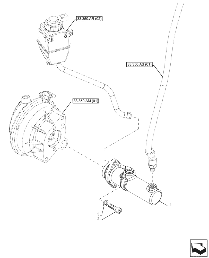 Схема запчастей Case IH PUMA 185 CVT - (33.350.AU[02]) - VAR - 337479, 337480 - ANTILOCK BRAKING SYSTEM (ABS), BRAKE CYLINDER (33) - BRAKES & CONTROLS